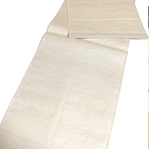 袋帯 リサイクル 帯丈426cm ポイント柄 横縞柄 ベージュ Sサイズ 正絹 Sランク お洒落