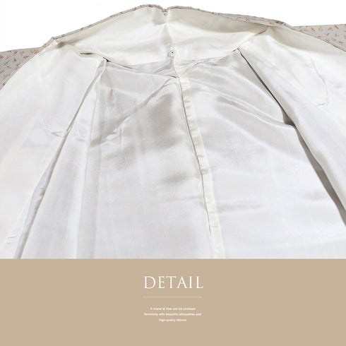 小紋 リサイクル 身丈159cm 裄65.2cm 袷 葉っぱ模様 グレー Mサイズ お洒落 カジュアル 正絹 広衿 Sランク