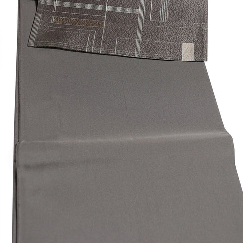 袋帯 リサイクル 帯丈434cm 六通 幾何学模様 ブラウン Sサイズ 正絹 Sランク お洒落