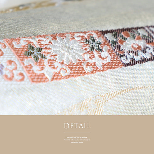 名古屋帯 リサイクル 帯丈354.5cm 六通 絹粋乃匠 吉祥文様 シルバー Sサイズ 正絹 Sランク お洒落