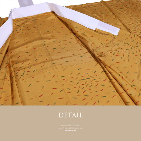 長襦袢 リサイクル 長襦袢 身丈123.8cm 裄68.8cm 袷 唐辛子柄 オレンジ LLサイズ お洒落 正絹 袖無双 Aランク