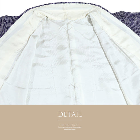 小紋 リサイクル 身丈159.2cm 裄64.4cm 袷 総絞り パープル Mサイズ お洒落 しつけ糸 正絹 広衿 Aランク