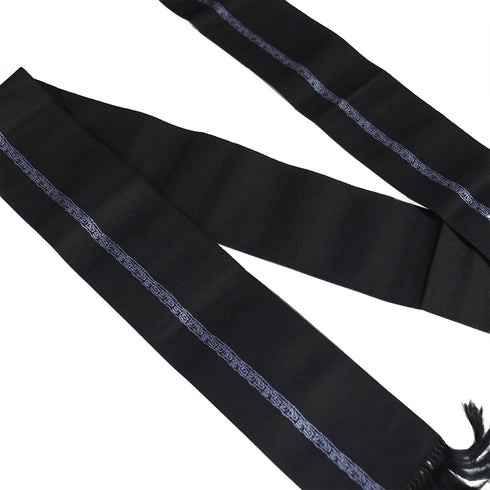 角帯 リサイクル 帯丈394cm 全通 ブラック 正絹 Sランク カジュアル お洒落