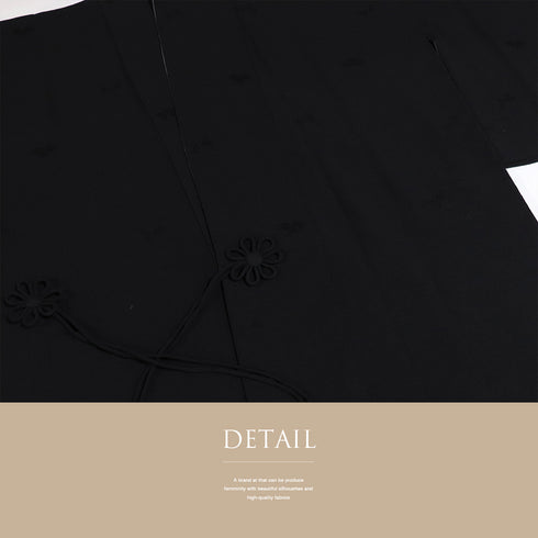 道中着 リサイクル 身丈95cm 裄68cm 袷 両面 地紋 ブラック Lサイズ お洒落 正絹 Sランク