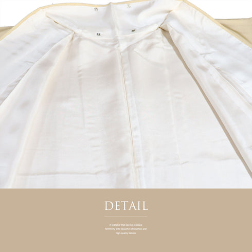 色無地 リサイクル 身丈157.5cm 裄66.8cm 袷 ベージュ Mサイズ お洒落 正絹 広衿 地紋なし Aランク