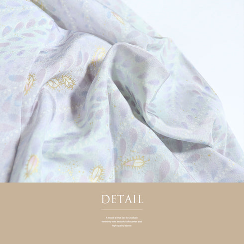 長襦袢 リサイクル 長襦袢 身丈125.6cm 裄65.2cm 袷 枝葉文 箔 パープル Mサイズ お洒落 しつけ糸 正絹 袖無双 Sランク