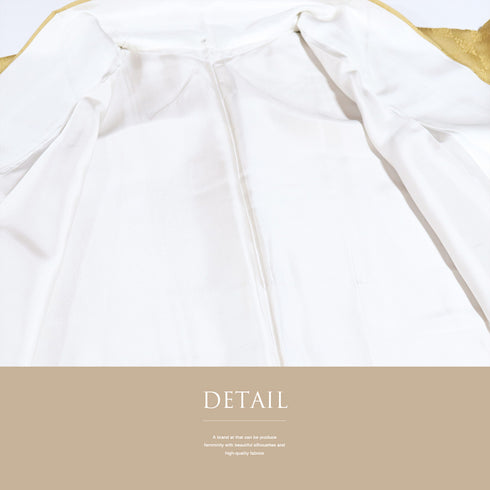 色無地 リサイクル 身丈163.2cm 裄67.2cm 袷 市松柄 イエロー Lサイズ セミフォーマル お洒落 落款 一つ紋 正絹 広衿 地紋あり Sランク