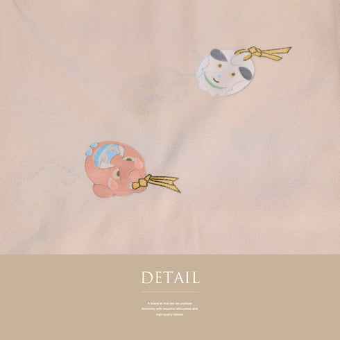 長襦袢 リサイクル 長襦袢 身丈122.5cm 裄64cm 袷 干支と鈴柄 箔 ピンク Sサイズ お洒落 正絹 袖無双 Aランク