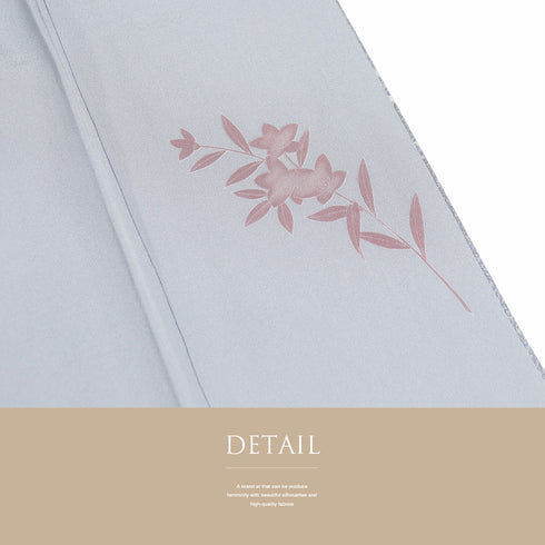 訪問着 リサイクル 身丈163.5cm 裄68.2cm 袷 菊柄 グレー Lサイズ セミフォーマル お洒落 正絹 広衿 Sランク