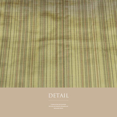 道行コート リサイクル 身丈131.7cm 裄68.8cm 単衣 雨コート 縞柄 ロング丈 グリーン LLサイズ お洒落 正絹 Sランク