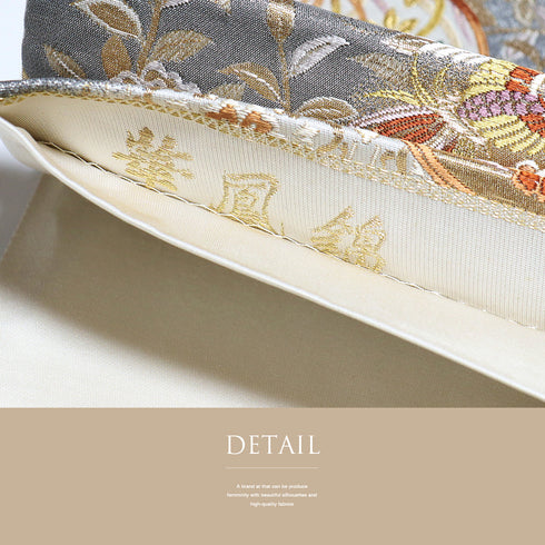 袋帯 リサイクル 帯丈434cm 六通 有職文様 華文 西陣織り シルバー Sサイズ 正絹 新品・未使用品 フォーマル セミフォーマル