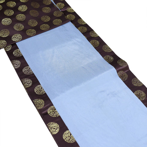 袋名古屋帯 リサイクル 帯丈352cm 全通 向鶴柄 パープル Sサイズ 正絹 Sランク カジュアル お洒落