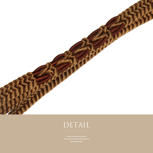 帯締め・帯揚げセット リサイクル 平組紐 ブラウン 正絹 未使用品 デザイン地紋