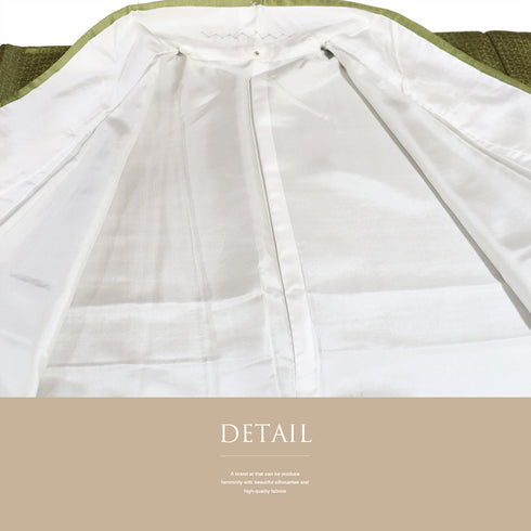 訪問着 リサイクル 身丈162cm 裄64.8cm 袷 雪輪柄 花柄 金彩加工 汕頭刺繍 地紋あり グリーン Lサイズ フォーマル セミフォーマル 一つ紋 正絹 広衿 Sランク