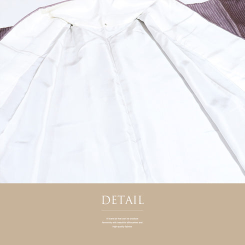 小紋 リサイクル 身丈155cm 裄65.3cm 袷 縞模様 伝統工芸士 一級技能士 長居賢珠 パープル Sサイズ カジュアル 落款 正絹 広衿 Sランク