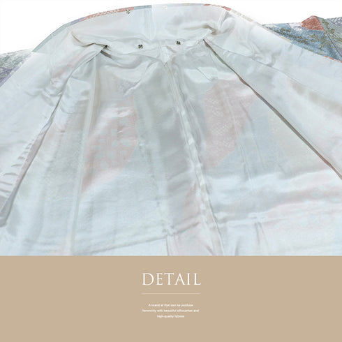 小紋 リサイクル 身丈156cm 裄69cm 袷 道長取り柄 八掛部分化繊 多色 Mサイズ お洒落 しつけ糸 正絹 広衿 Bランク