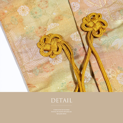 道中着 リサイクル 身丈93cm 裄63.6cm 袷 松竹梅柄 オレンジ Sサイズ お洒落 不明 Sランク