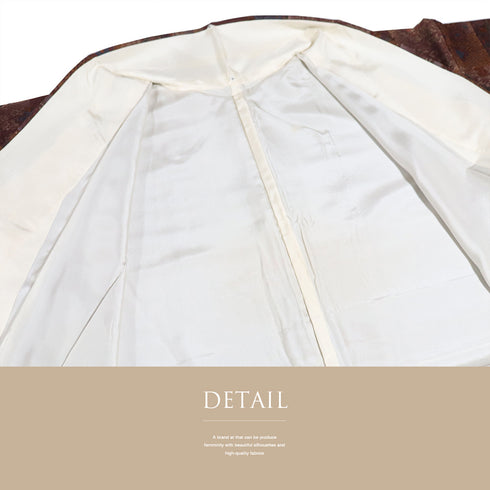 小紋 リサイクル 身丈160.2cm 裄67cm 袷 石畳に花や鳥柄 ブラウン Mサイズ お洒落 カジュアル 正絹 広衿 Aランク