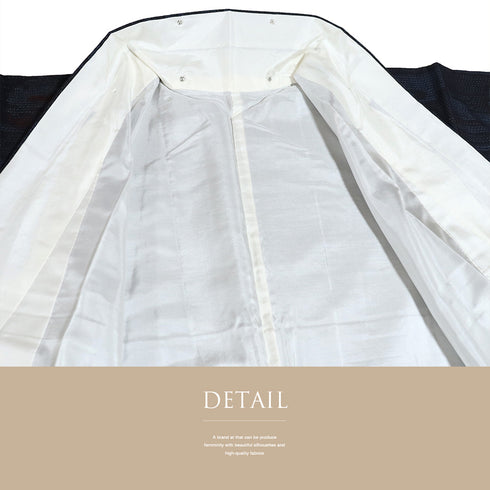 紬 リサイクル 身丈165.3cm 裄66.6cm 袷 結城紬 雪輪柄 ネイビー Lサイズ カジュアル お洒落 証紙 しつけ糸 正絹 広衿 Sランク