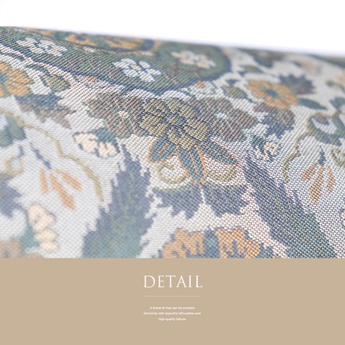 袋帯 リサイクル 帯丈440cm 全通 リバーシブル 鱗柄 華文 むらさき乃 グリーン Mサイズ 正絹 Aランク お洒落