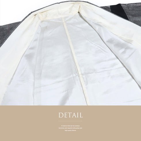 紬 リサイクル 身丈162cm 裄65cm 袷 幾何学模様 織り出し柄 ブラック Lサイズ お洒落 カジュアル 正絹 広衿 Sランク