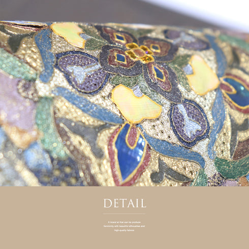 袋帯 リサイクル 帯丈448cm ポイント柄 汕頭 華紋柄 ブラウン Mサイズ 正絹 Sランク フォーマル セミフォーマル