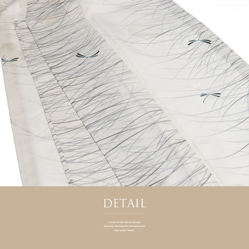 小紋 リサイクル 夏着物 身丈153cm 裄64.8cm 夏物 芝模様 とんぼ柄 雪輪 ミシン仕立て 後身頃居敷当て付き ベージュ Sサイズ カジュアル お洒落 ポリエステル 洗える着物 広衿 Sランク