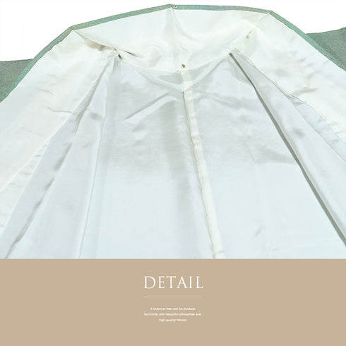 小紋 リサイクル 身丈154.8cm 裄64.4cm 袷 たたきぼかし柄 グリーン Sサイズ お洒落 正絹 広衿 Sランク