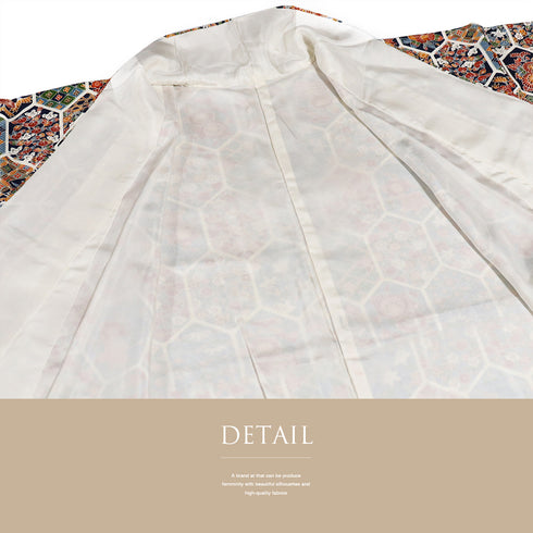 小紋 リサイクル 身丈159.8cm 裄64.8cm 袷 亀甲繋ぎ 草花柄 ネイビー Mサイズ お洒落 カジュアル 正絹 広衿 Sランク