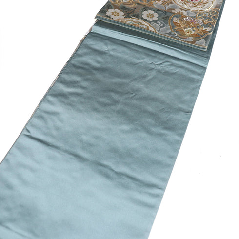 袋帯 リサイクル 帯丈432cm 六通 更紗模様 正倉院鏡裏更紗文 ブルー Sサイズ 正絹 Sランク フォーマル セミフォーマル