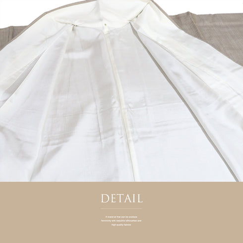 結城紬 リサイクル 身丈163.3cm 裄66.6cm 袷 縞柄 グレー Lサイズ お洒落 カジュアル 証紙 しつけ糸 正絹 広衿 Sランク