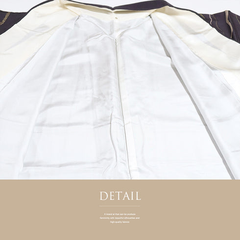 小紋 リサイクル 身丈163.8cm 裄66.8cm 袷 曲線柄 パープル Lサイズ お洒落 カジュアル 正絹 広衿 Aランク