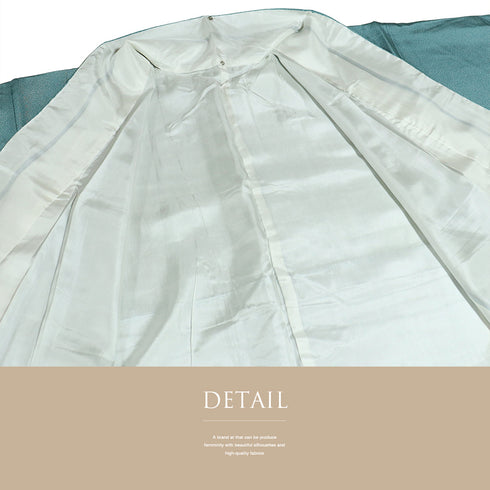 江戸小紋 リサイクル 身丈153.8cm 裄62.4cm 袷 ブルー Sサイズ お洒落 しつけ糸 正絹 広衿 Sランク