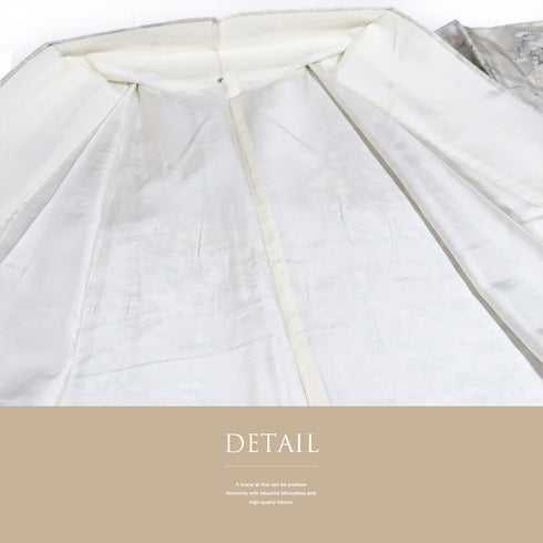 紬 リサイクル 身丈152.3cm 裄62.8cm 袷 デザイン菱模様 草花柄 グレー Sサイズ お洒落 カジュアル 正絹 広衿 Aランク