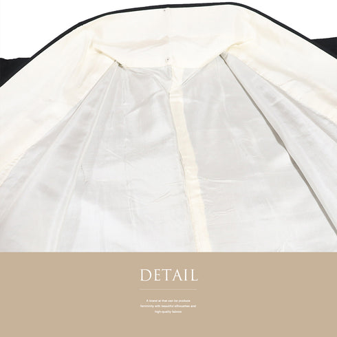 紬 リサイクル 身丈164.8cm 裄66.8cm 袷 無地 刺繍 ブラック Lサイズ お洒落 カジュアル 正絹 広衿 Aランク