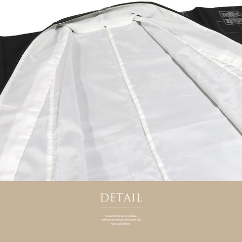 小紋 リサイクル 身丈164.3cm 裄66.5cm 袷 鯉のぼり柄 ブラック Lサイズ お洒落 カジュアル ポリエステル 洗える着物 広衿 Sランク