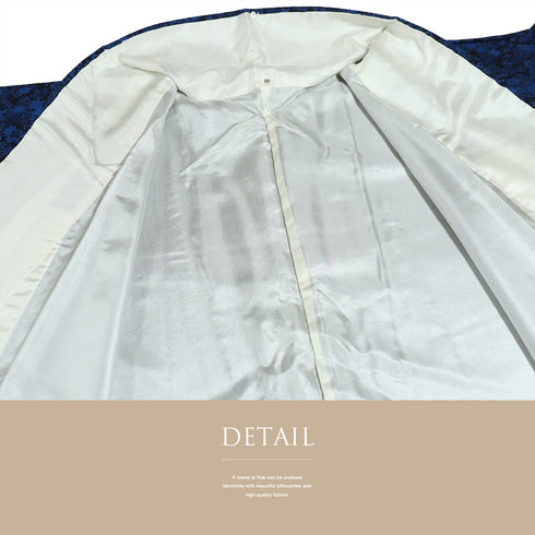 付下げ リサイクル 身丈168cm 裄67.6cm 袷 小紋 菊唐草文様 草花柄 ブルー LLサイズ お洒落 正絹 広衿 Sランク