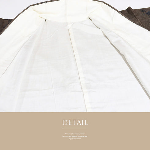 紬 リサイクル 身丈162.5cm 裄65.2cm 袷 蔦柄 ブラウン Lサイズ カジュアル お洒落 正絹 広衿 Aランク