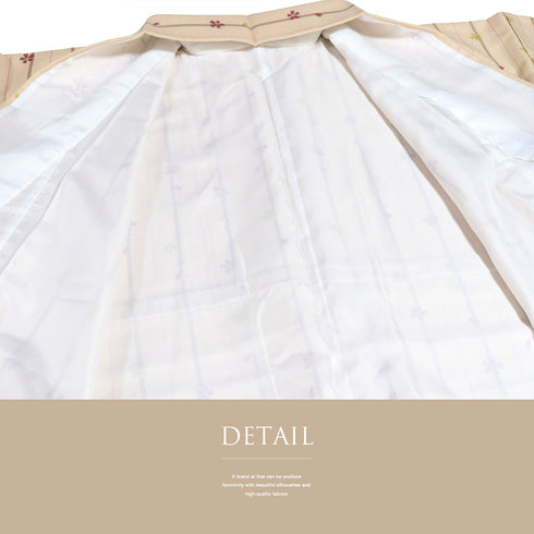 小紋 リサイクル 身丈166.7cm 裄67cm 袷 既製品 ストライプ柄 桜柄 ピンク LLサイズ お洒落 カジュアル ポリエステル 洗える着物 広衿 Sランク