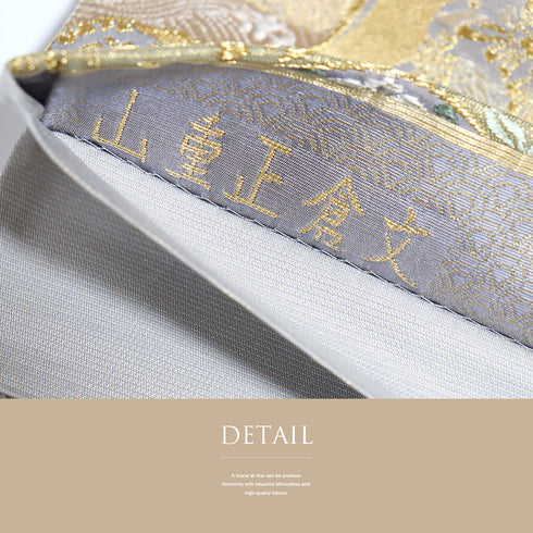 袋帯 リサイクル 帯丈432cm 六通 山重正倉文 華文や花唐草柄 グレー Sサイズ 正絹 Sランク フォーマル セミフォーマル