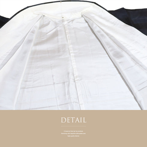 本場大島紬 リサイクル 身丈158.5cm 裄64.9cm 袷 葉柄 ネイビー Mサイズ カジュアル お洒落 証紙 しつけ糸 正絹 広衿 Sランク