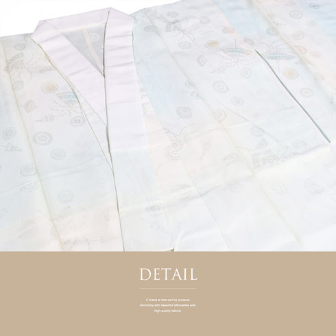 長襦袢 リサイクル 長襦袢 身丈125.5cm 裄63.8cm 袷 和傘の地紋 ぼかし 後身頃居敷当て付き ブルー Sサイズ しつけ糸 ポリエステル 洗える着物 袖無双 Sランク