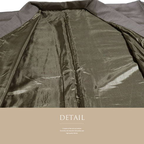 男物 リサイクル 身丈141cm 裄70cm 袷 ブラウン Sサイズ お洒落 カジュアル ポリエステル 洗える着物 棒衿 Sランク