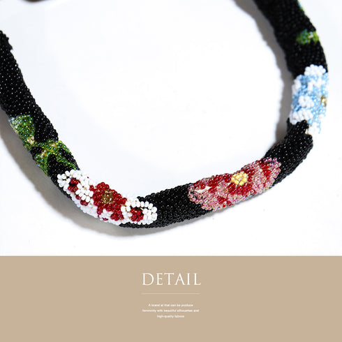 バッグ ブラック ビーズ Aランク ビーズバック 花柄