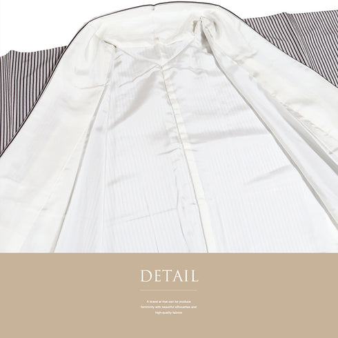 小紋 リサイクル 身丈163.5cm 裄66.3cm 袷 縦縞模様 多色 Lサイズ お洒落 カジュアル しつけ糸 正絹 広衿 Sランク