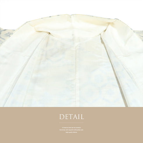 紬 リサイクル 身丈158.5cm 裄65.4cm 袷 草花柄 アイボリー Mサイズ お洒落 カジュアル 正絹 広衿 Sランク