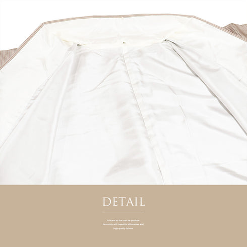 小紋 リサイクル 身丈158.3cm 裄64.4cm 袷 縞模様 ブラウン Mサイズ お洒落 不明 広衿 Sランク