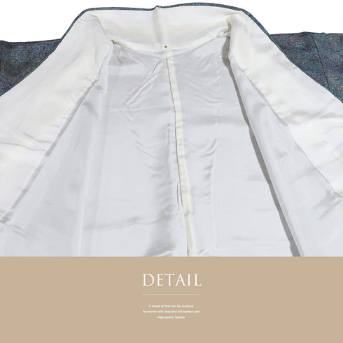 小紋 リサイクル 身丈156.7cm 裄63.2cm 袷 流水柄 多色 Mサイズ お洒落 カジュアル 正絹 広衿 Sランク