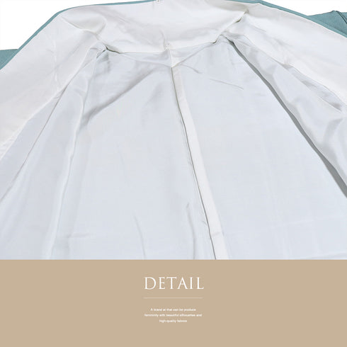 色無地 リサイクル 身丈159.5cm 裄66.4cm 袷 グリーン Mサイズ お洒落 カジュアル しつけ糸 正絹 広衿 地紋なし Sランク