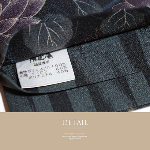 袋名古屋帯 リサイクル 帯丈374cm 全通 撫松庵 花柄 菊・撫子・萩 グレー Mサイズ ポリエステル 新品・未使用品 カジュアル お洒落